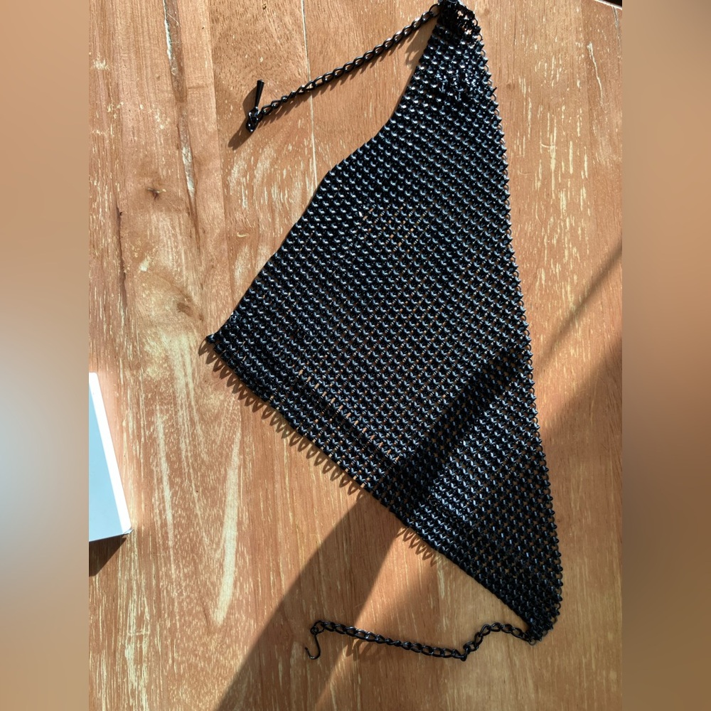 Black Chainmail Triangle Statement Necklace - image 3